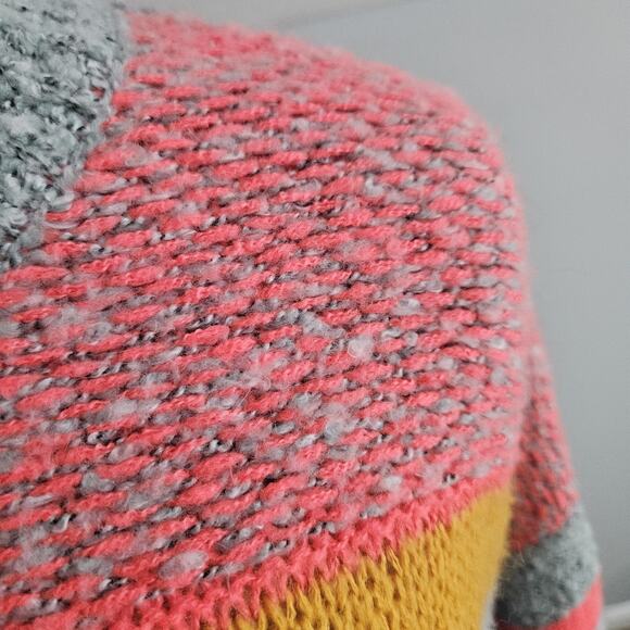 Sincerely Jules Sweater Colorful Boho Chunky Knit Cropped Womens Medium Oversize - Picture 7 of 14